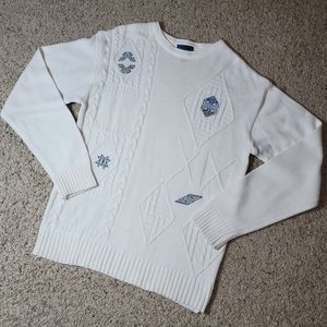 Boulevard Block XL Tall Man Sweater XLT Cream Acrylic Vtg Pullover